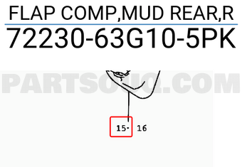 Suzuki 7223063G105PK FLAP COMP,MUD REAR,R