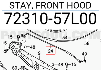Suzuki 7231057L00 STAY, FRONT HOOD