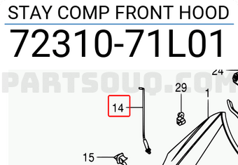 Suzuki 7231071L01 STAY COMP FRONT HOOD