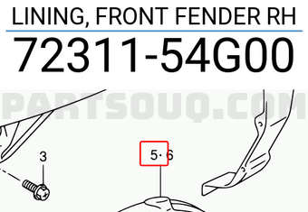Suzuki 7231154G00 LINING, FRONT FENDER RH