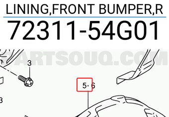 Suzuki 7231154G01 LINING,FRONT BUMPER,R