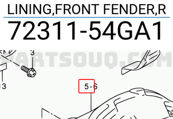 Suzuki 7231154GA1 LINING,FRONT FENDER,R
