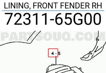Suzuki 7231165G00 LINING, FRONT FENDER RH