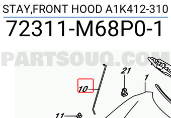 Suzuki 72311M68P01 STAY,FRONT HOOD A1K412-310