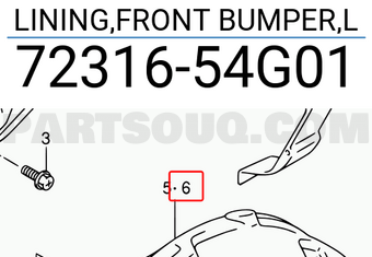 Suzuki 7231654G01 LINING,FRONT BUMPER,L