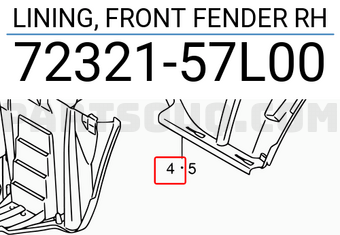 Suzuki 7232157L00 LINING, FRONT FENDER RH