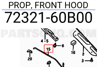 Suzuki 7232160B00 PROP, FRONT HOOD