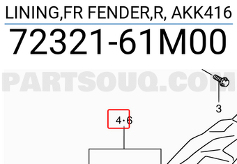 Suzuki 7232161M00 LINING,FR FENDER,R, AKK416