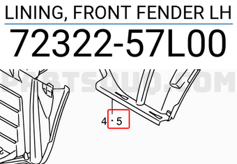 Suzuki 7232257L00 LINING, FRONT FENDER LH