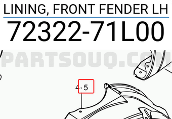 Suzuki 7232271L00 LINING, FRONT FENDER LH