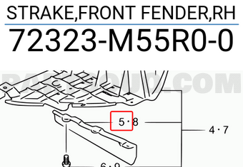 Suzuki 72323M55R00 STRAKE,FRONT FENDER,RH