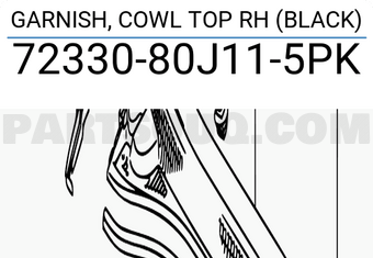 Suzuki 7233080J115PK GARNISH, COWL TOP RH (BLACK)