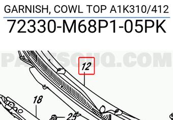 Suzuki 72330M68P105PK GARNISH, COWL TOP A1K310/412