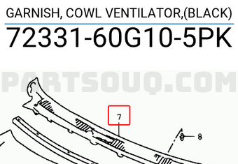 Suzuki 7233160G105PK GARNISH, COWL VENTILATOR,(BLACK)