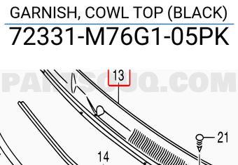 Suzuki 72331M76G105PK GARNISH, COWL TOP (BLACK)