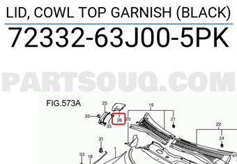 Suzuki 7233263J005PK LID, COWL TOP GARNISH (BLACK)