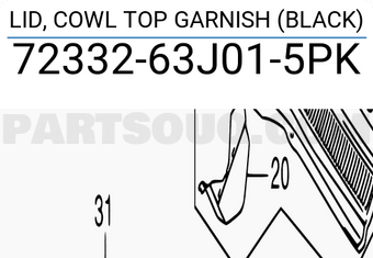 Suzuki 7233263J015PK LID, COWL TOP GARNISH (BLACK)