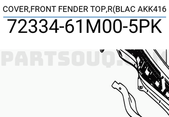 Suzuki 7233461M005PK COVER,FRONT FENDER TOP,R(BLAC AKK416