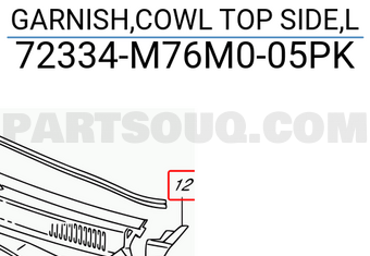 Suzuki 72334M76M005PK GARNISH,COWL TOP SIDE,L