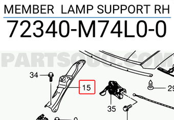 Suzuki 72340M74L00 MEMBER LAMP SUPPORT RH