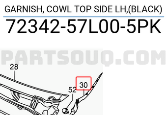 Suzuki 7234257L005PK GARNISH, COWL TOP SIDE LH,(BLACK)