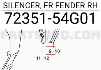 Suzuki 7235154G01 SILENCER, FR FENDER RH