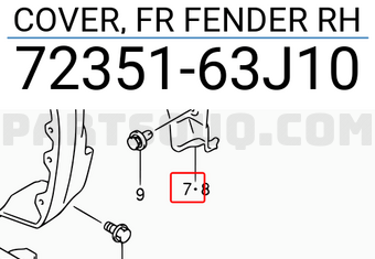 Suzuki 7235163J10 COVER, FR FENDER RH