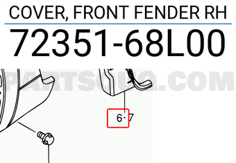 Suzuki 7235168L00 COVER, FRONT FENDER RH