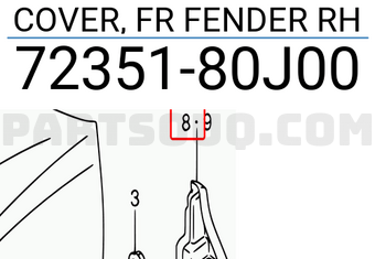Suzuki 7235180J00 COVER, FR FENDER RH