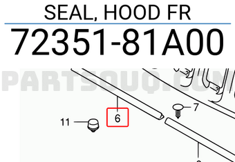 Suzuki 7235181A00 SEAL, HOOD FR