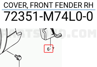 Suzuki 72351M74L00 COVER, FRONT FENDER RH