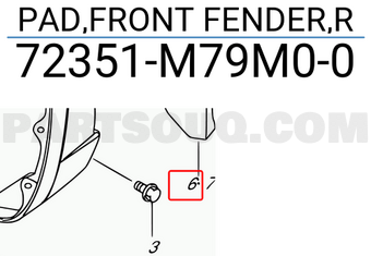 Suzuki 72351M79M00 PAD,FRONT FENDER,R