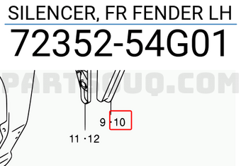 Suzuki 7235254G01 SILENCER, FR FENDER LH