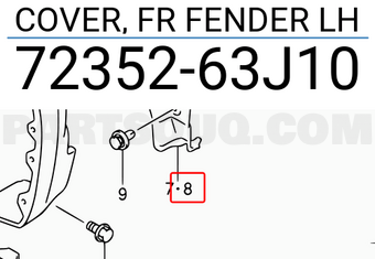 Suzuki 7235263J10 COVER, FR FENDER LH