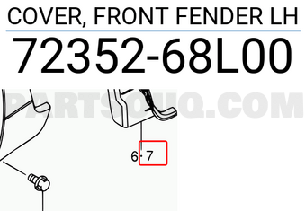 Suzuki 7235268L00 COVER, FRONT FENDER LH