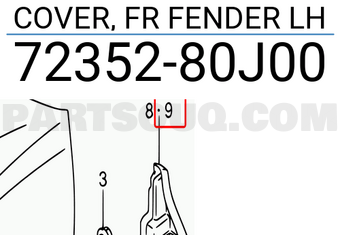 Suzuki 7235280J00 COVER, FR FENDER LH
