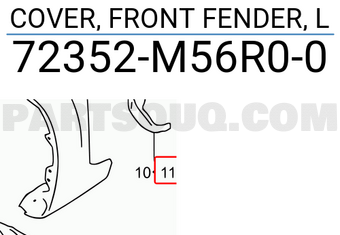 Suzuki 72352M56R00 COVER, FRONT FENDER, L