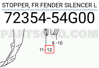Suzuki 7235454G00 STOPPER, FR FENDER SILENCER L