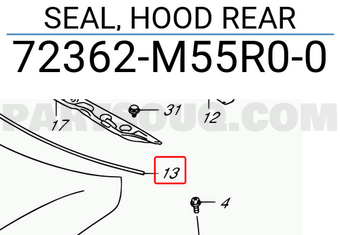 Suzuki 72362M55R00 SEAL, HOOD REAR
