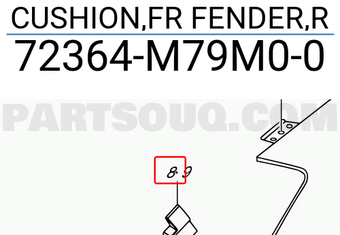 Suzuki 72364M79M00 CUSHION,FR FENDER,R