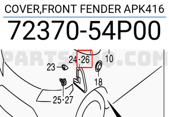 Suzuki 7237054P00 COVER,FRONT FENDER APK416