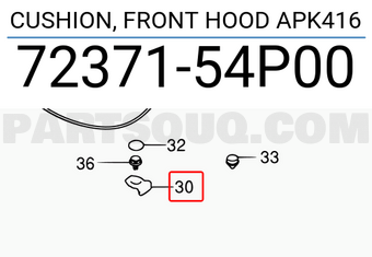 Suzuki 7237154P00 CUSHION, FRONT HOOD APK416