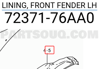 Suzuki 7237176AA0 LINING, FRONT FENDER LH