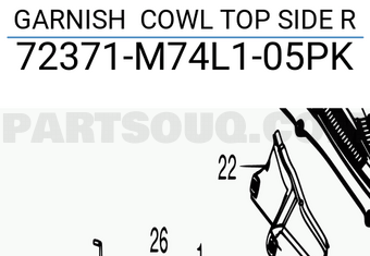 Suzuki 72371M74L105PK GARNISH COWL TOP SIDE R
