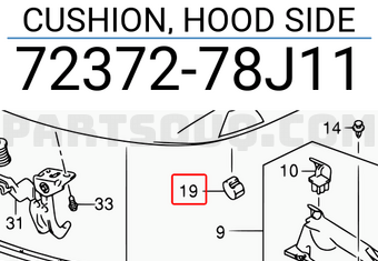 Suzuki 7237278J11 CUSHION, HOOD SIDE