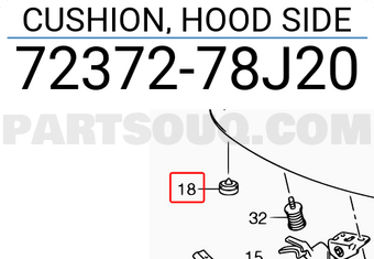 Suzuki 7237278J20 CUSHION, HOOD SIDE