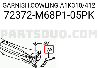Suzuki 72372M68P105PK GARNISH,COWLING A1K310/412