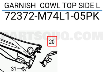 Suzuki 72372M74L105PK GARNISH COWL TOP SIDE L