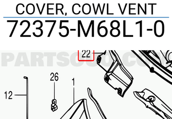 Suzuki 72375M68L10 COVER, COWL VENT