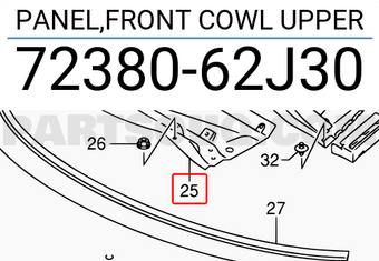 Suzuki 7238062J30 PANEL,FRONT COWL UPPER